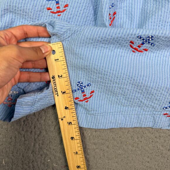 Chubbies Seersucker Shorts Mens Large Blue Embroidered Anchors All Over Print - Picture 7 of 8